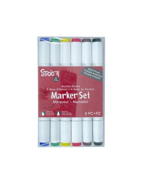 Studio 71 Bold Primary Color Alcohol Markers, Set of 6, With